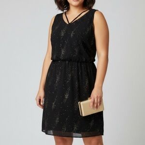 #77 Reitmans Black and Gold Sleeveless Dress